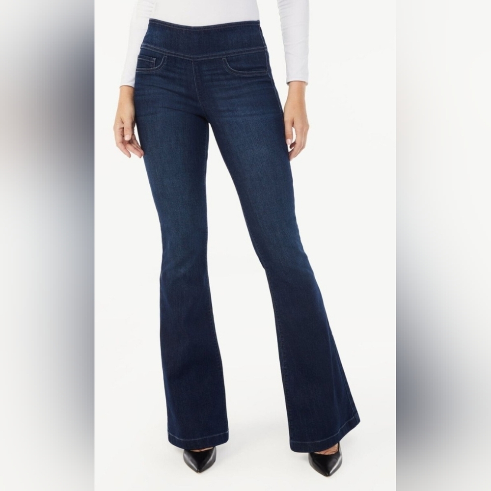 Sofia by Sofia Vergara Melisa Dark Blue Pull On Flare Leg Jeans
